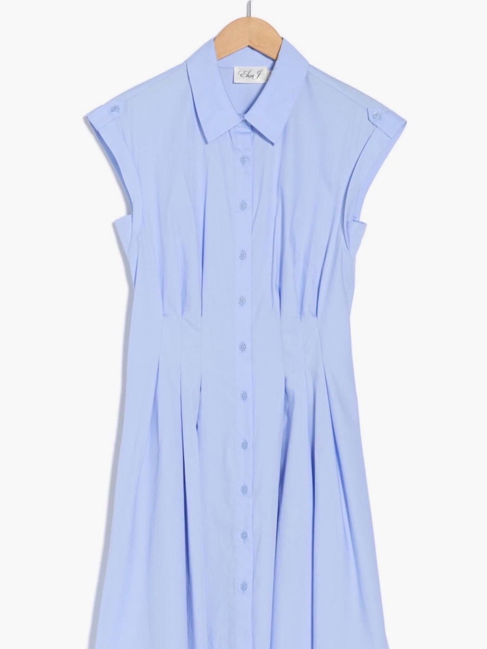 Eliza J Cap Sleeve Cotton Fit & Flare Shirtdress Blue Size 8 - Picture 3 of 7